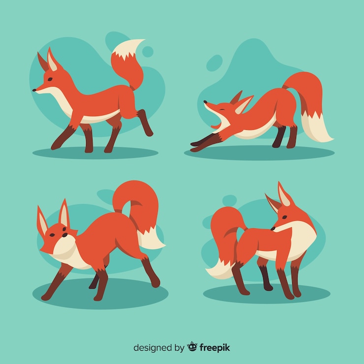 Vector Gratis collection of hand drawn fox