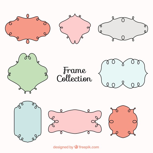 collection of hand drawn ornamental frames 