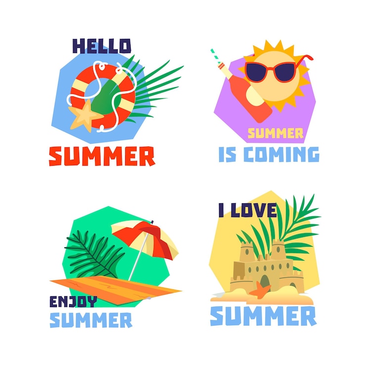 Vector Gratis collection of hand drawn summer time labels