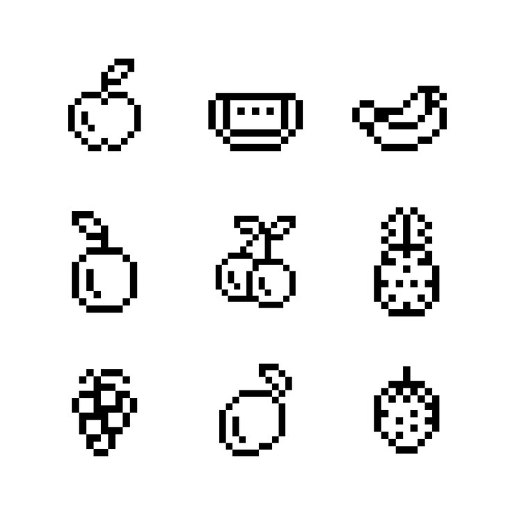 Vector Gratis collection of mixed pixelated fruits