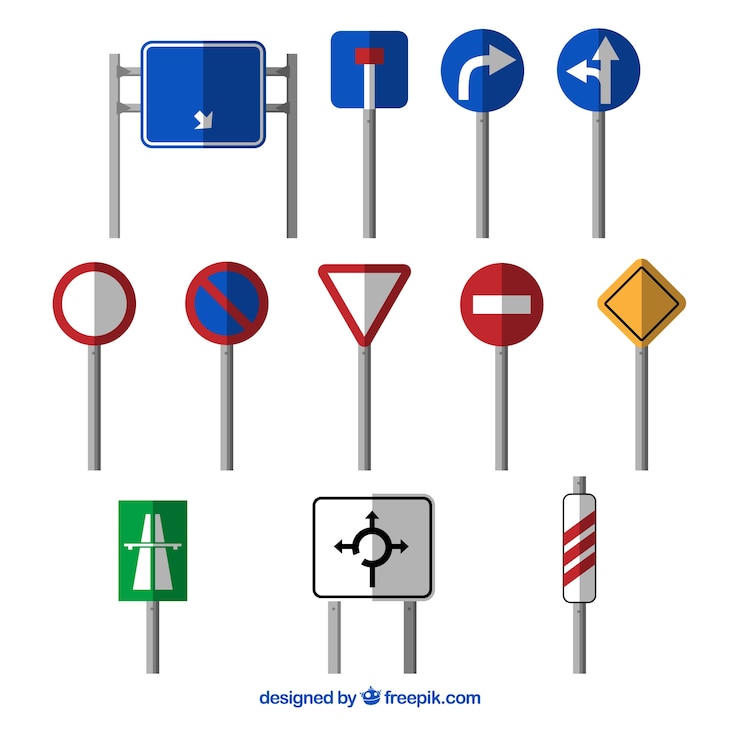 Vector Gratis collection of traffic sign in flat design