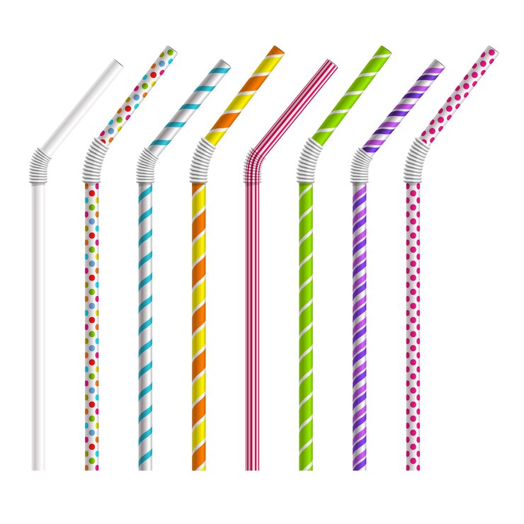 Vector Gratis color drinking straws  set. tube and pipe, object colorful, stripe and bend 