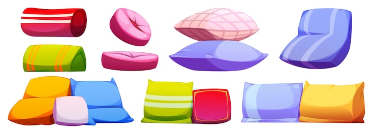Vector Gratis color pillows set isolated on white background