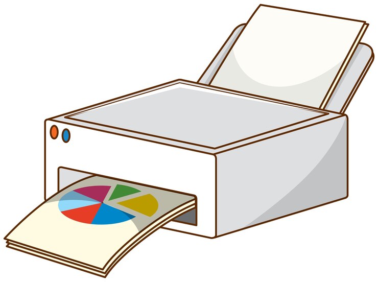 Vector Gratis color printer machine on white background