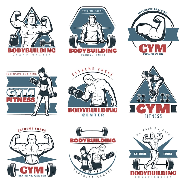 Vector Gratis colored body building logo set