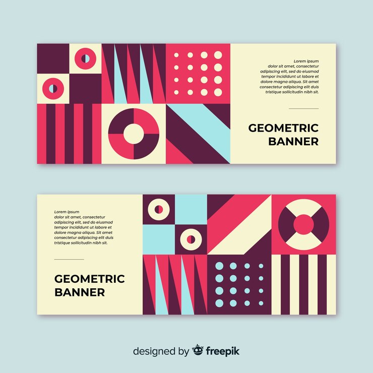 Vector Gratis colorful abstract banners with geometric shapes