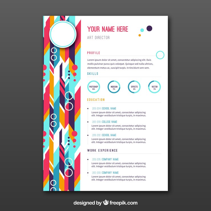 Vector Gratis colorful abstract curriculum in flat design