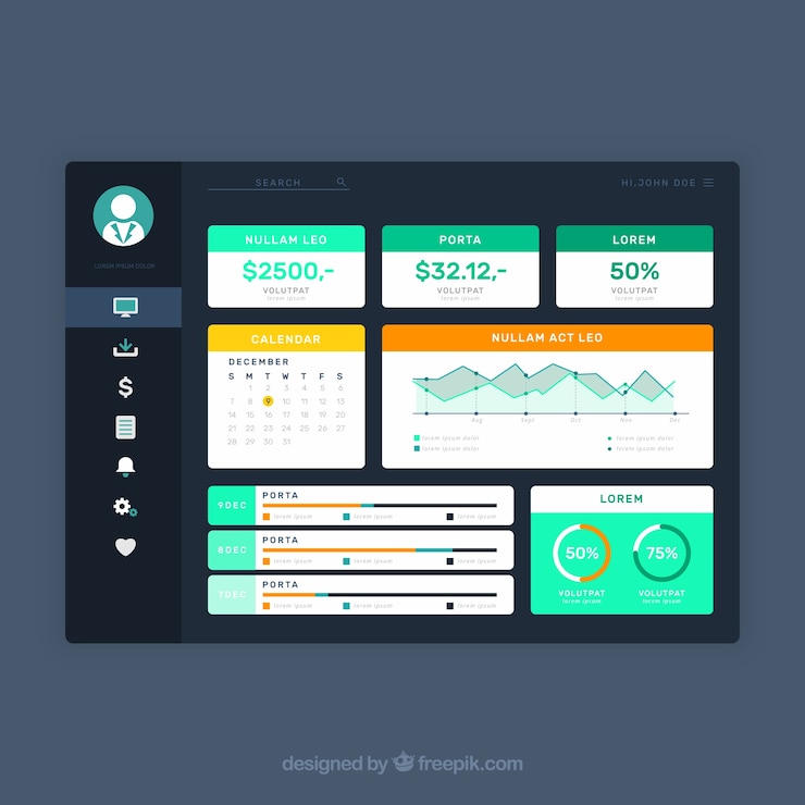 Vector Gratis colorful app dashboard with flat design
