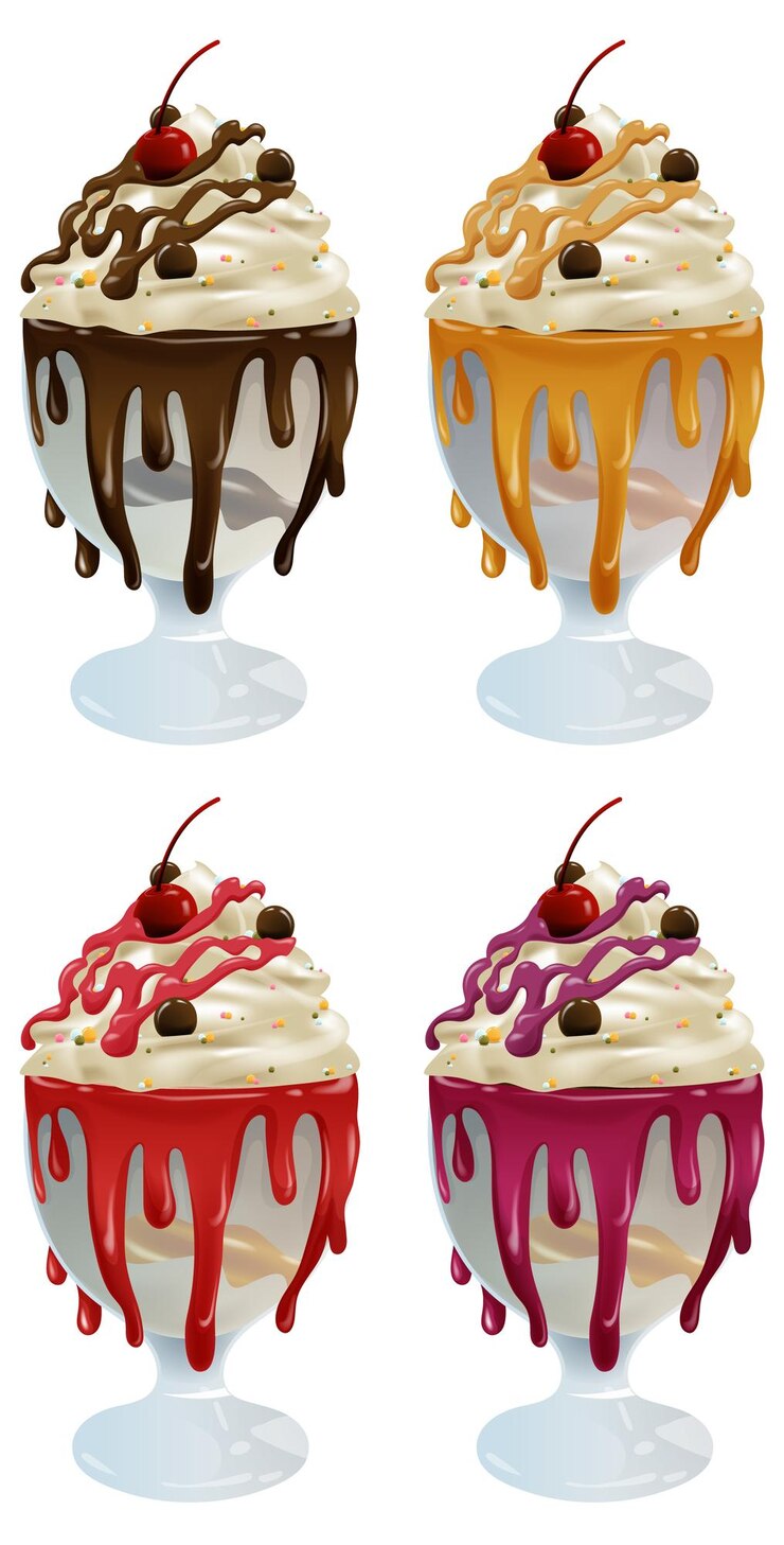 Vector Gratis colorful assorted sundae illustrations