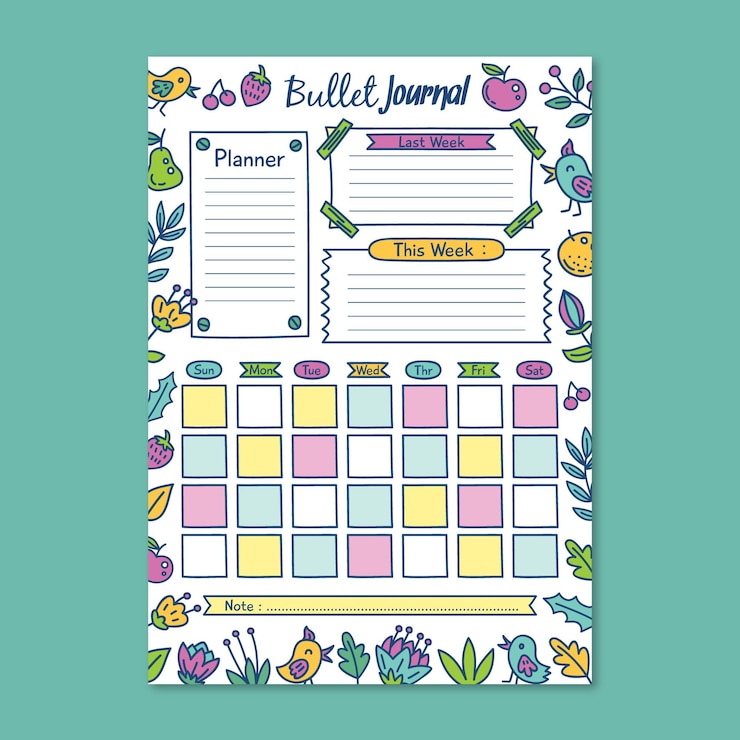 Vector Gratis colorful bullet journal planner