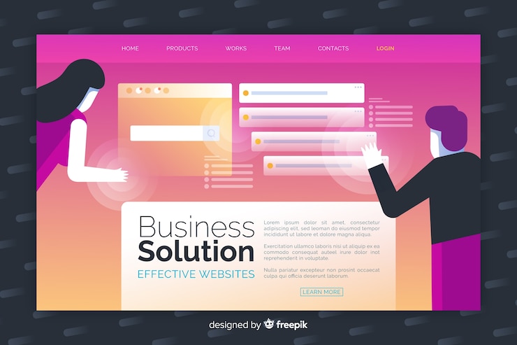 Vector Gratis colorful business solution landing page