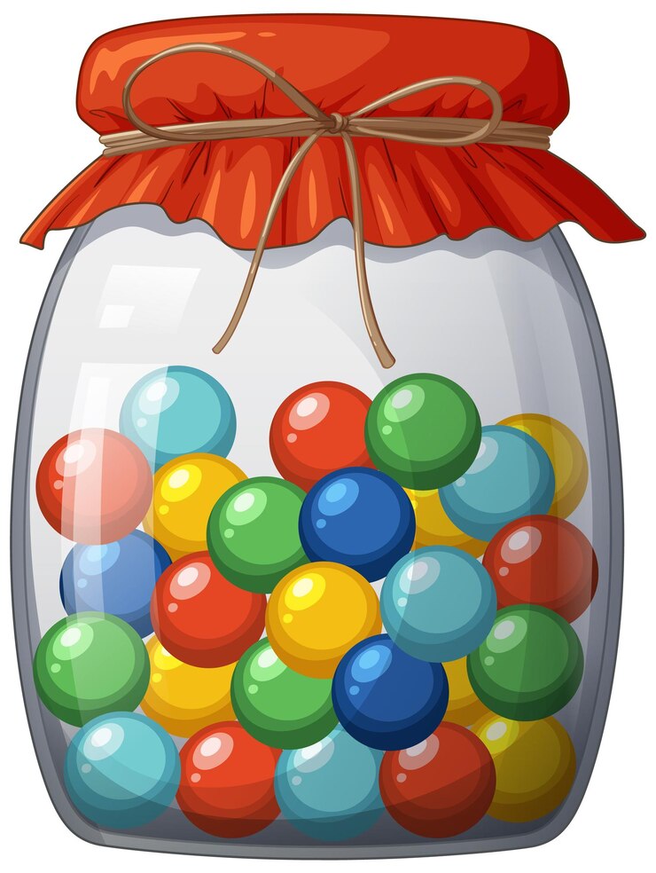 Vector Gratis colorful candies in a glass jar