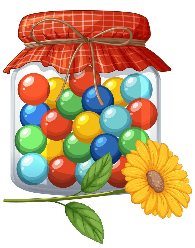 Vector Gratis colorful candies in glass jar illustration