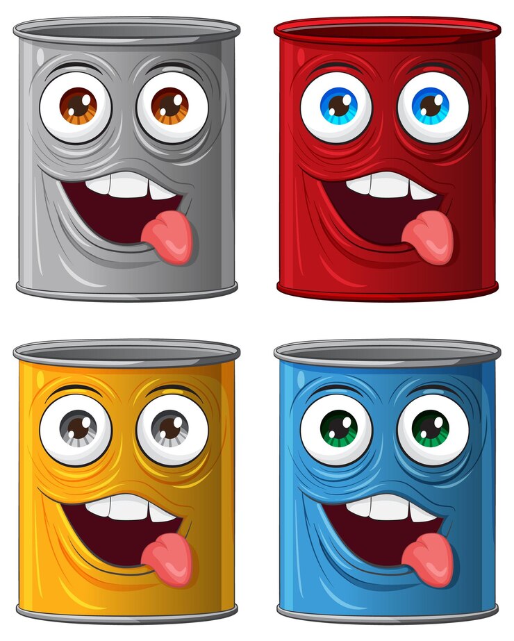 Vector Gratis colorful cartoon paint cans with faces
