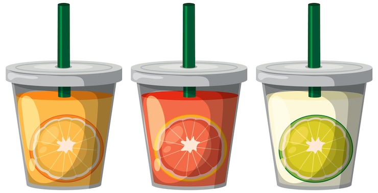 Vector Gratis colorful citrus juice cups illustration