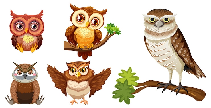 Vector Gratis colorful collection of cartoon owls