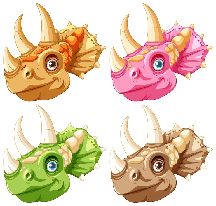 Vector Gratis colorful dinosaur heads illustration