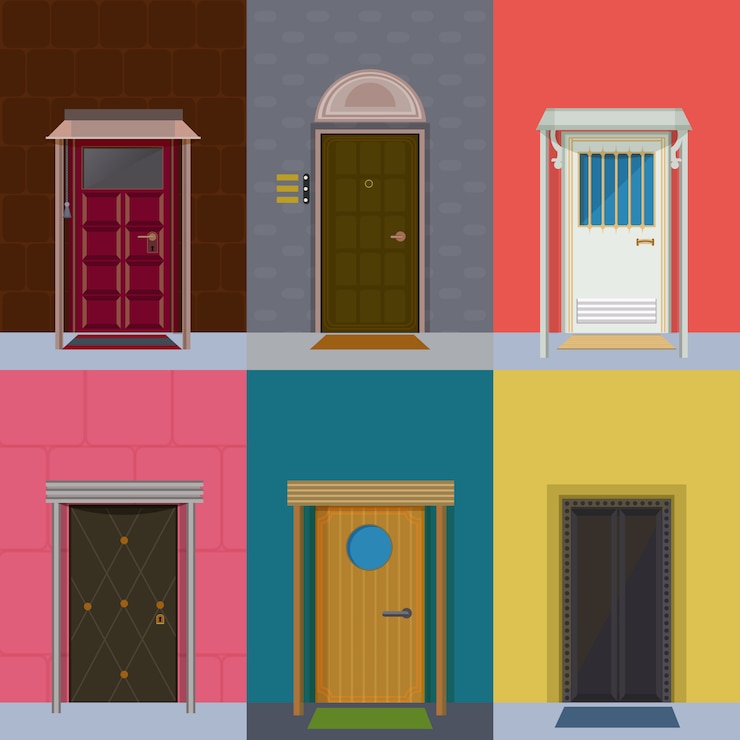 Vector Gratis colorful entrance doors collection
