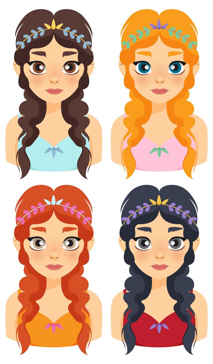 Vector Gratis colorful fairy portraits collection