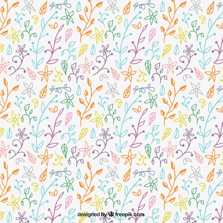 Vector Gratis colorful floral pattern in hand drawn style