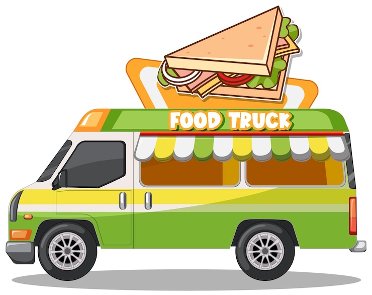 Vector Gratis colorful food truck with sandwich