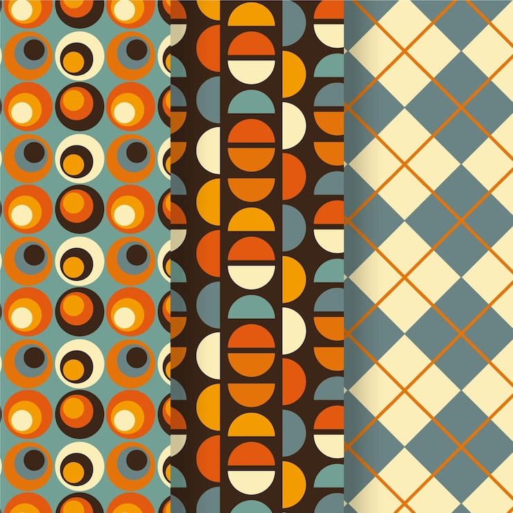 Vector Gratis colorful geometric groovy pattern collection
