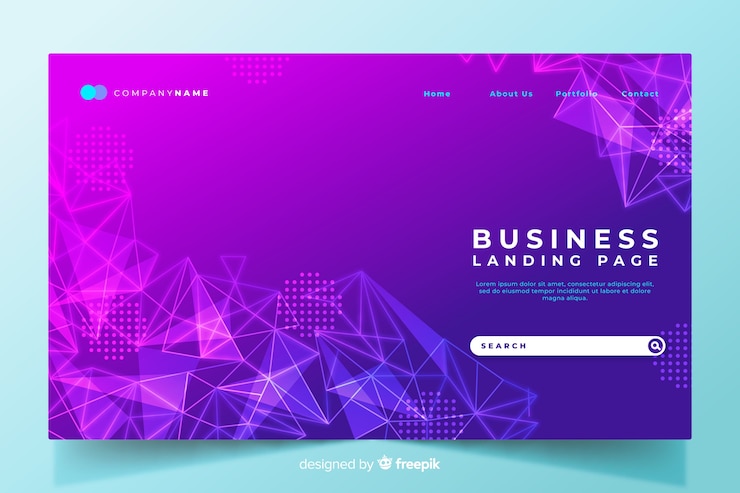 Vector Gratis colorful geometric shapes landing page with gradient