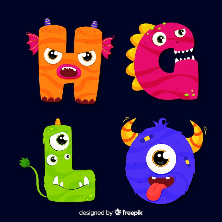 Vector Gratis colorful halloween monster alphabet
