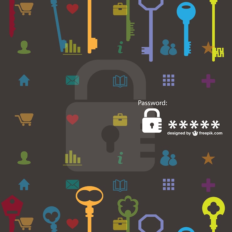 Vector Gratis colorful keys and password