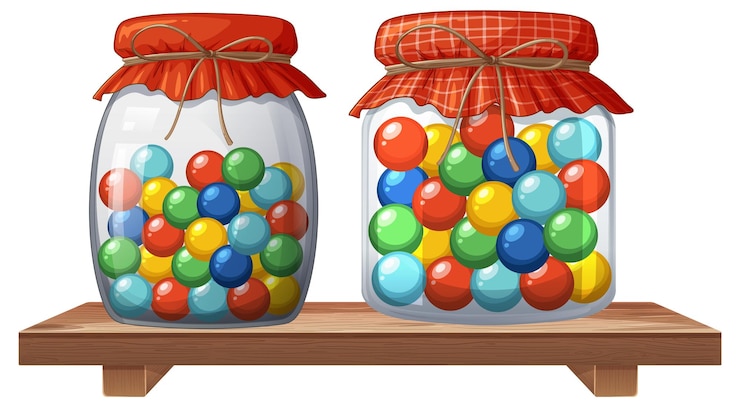 Vector Gratis colorful marbles in glass jars