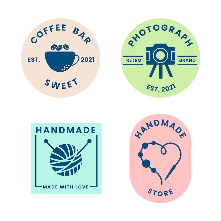 Vector Gratis colorful minimal logo set in retro style