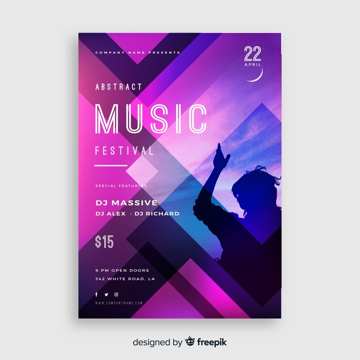 Vector Gratis colorful music festival poster template