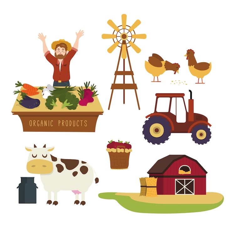 Vector Gratis colorful organic farming concept
