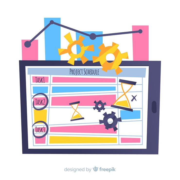 Vector Gratis colorful project schedule template with flat design