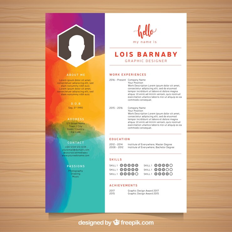 Vector Gratis colorful resume template