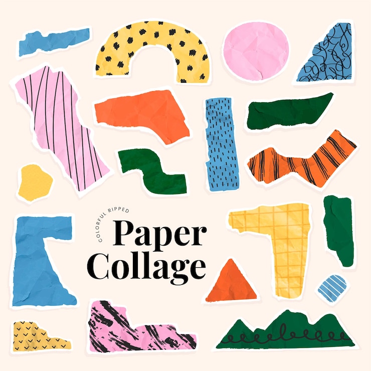 Vector Gratis colorful ripped paper collage vector beige background
