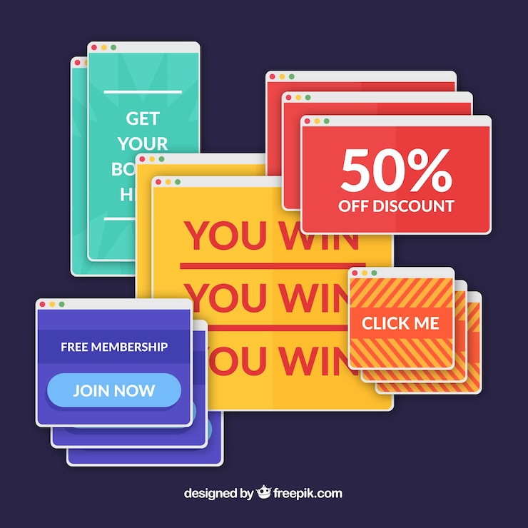 Vector Gratis colorful set of annoying pop ups with flat design