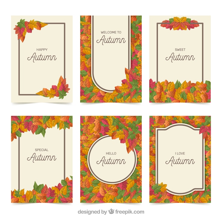 Vector Gratis colorful set of  modern autumn cards