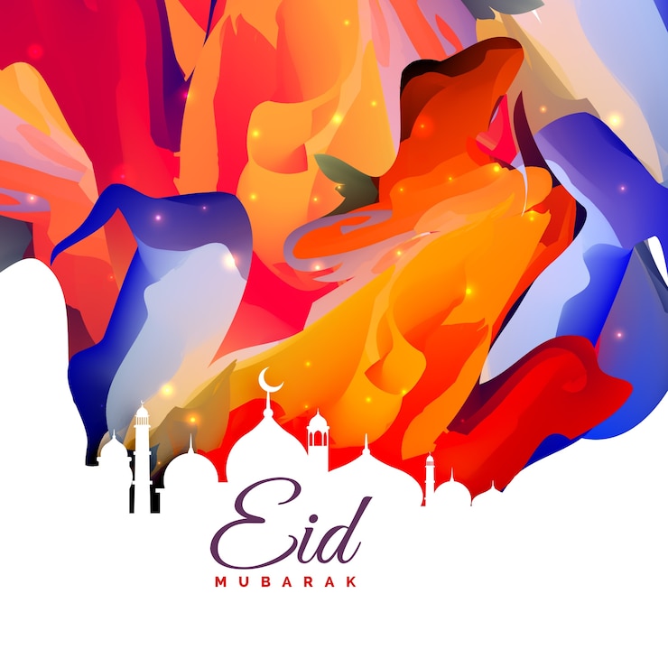 Vector Gratis colorful shiny eid mubarak card