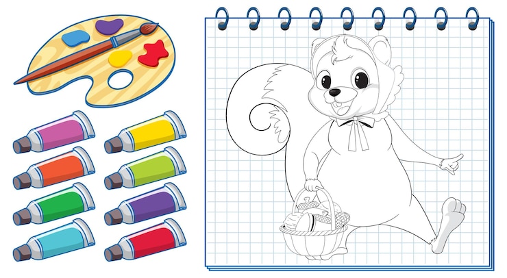 Vector Gratis colorful squirrel artist vector illustration