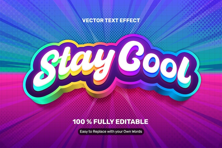 Vector Gratis colorful stay cool rainbow text effect