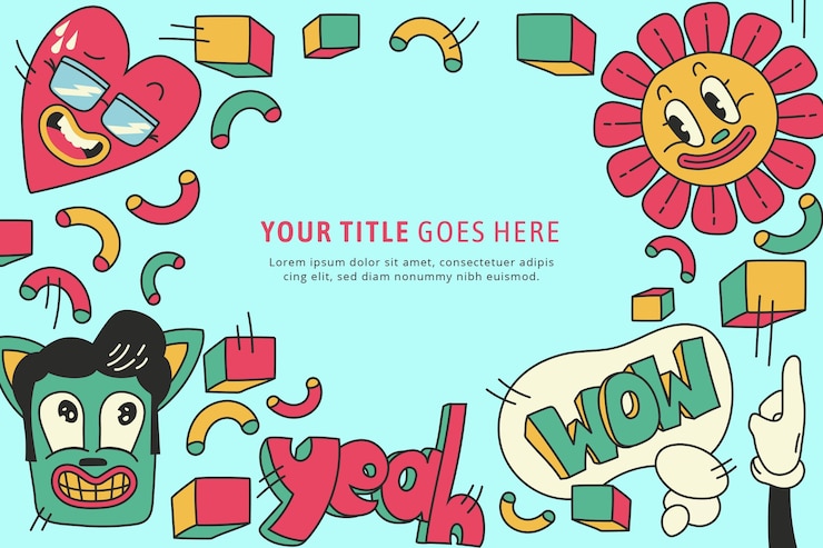 Vector Gratis colorful trendy cartoon background with flower