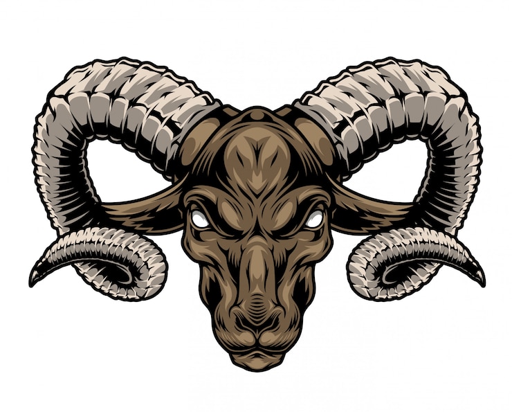 Vector Gratis colorful vintage cruel ram head