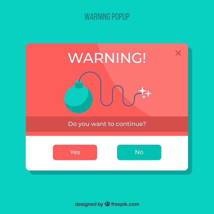 Vector Gratis colorful warning pop up with flat design