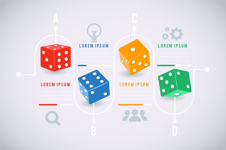 Vector Gratis coloured statistical dice infographic template
