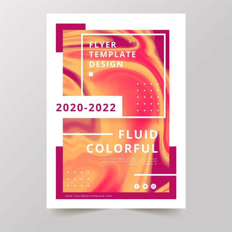 Vector Gratis colourful fluid and memphis effect flyer