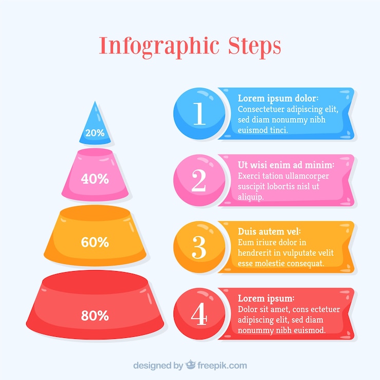 Vector Gratis colourful infographics with steps