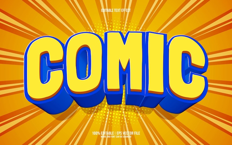 Vector Gratis comic 3d editable text effect