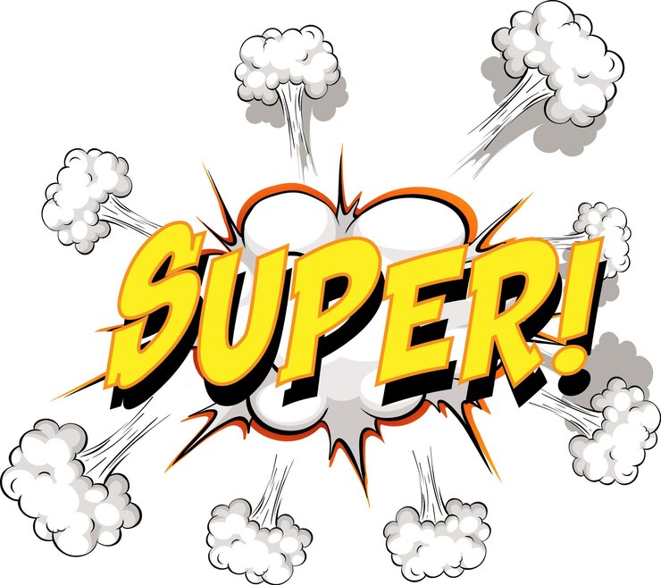 Vector Gratis comic speech bubble with super text