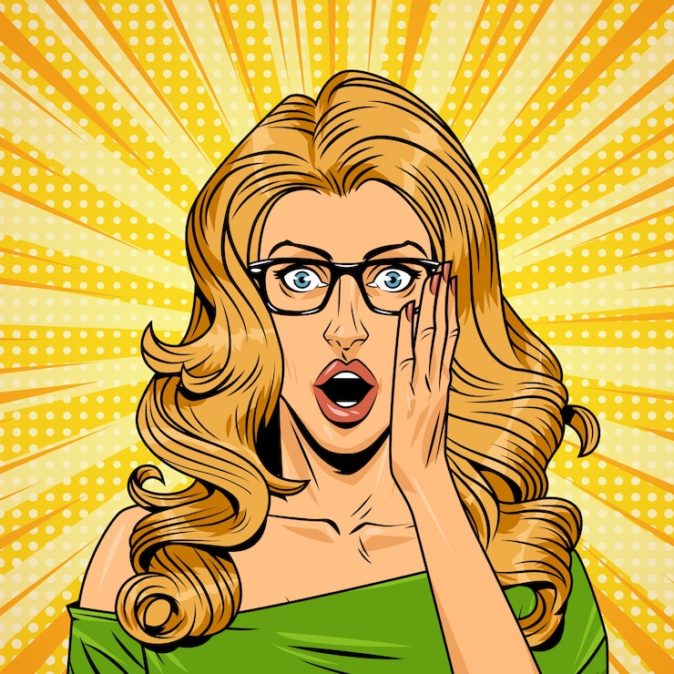 Vector Gratis comic surprised pretty girl on halftone background